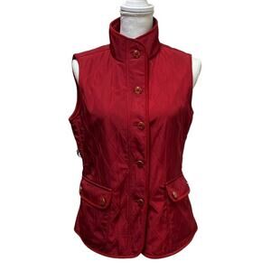 Talbots Vest Small S Red Button Up Soft Lining Pockets Lightweight No Fill